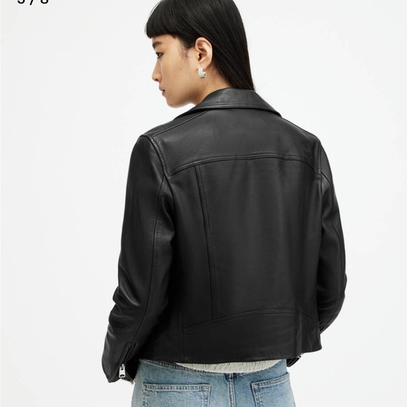 All Saints Dalby Slim Fit Leather Biker Jacket. Condition 10/10 - Picture 2 of 8